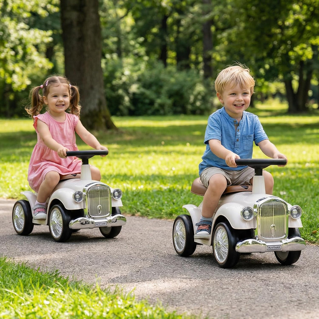 Ride On Push Car, Outdoor Toddler Riding Toys w/Steering Wheel, Horn & Storage, Foot-to-Floor Sliding Car, No