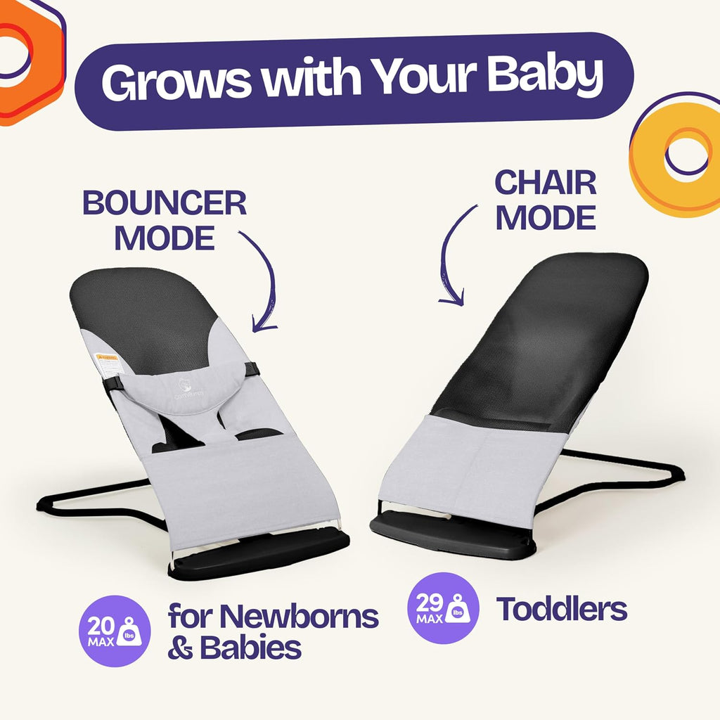 Portable Baby Bouncer, Organic Cotton, Position Recline