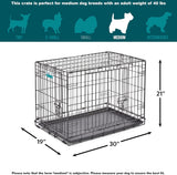30-Inch iCrate for Medium Breeds, 21-40 lbs, Double Door Folding Dog Crate with Divider Panel