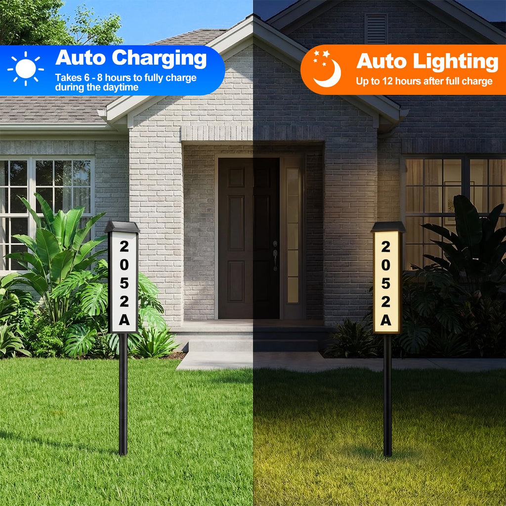 Solar Address Sign, House Number for Outside Yard 3-Light Modes