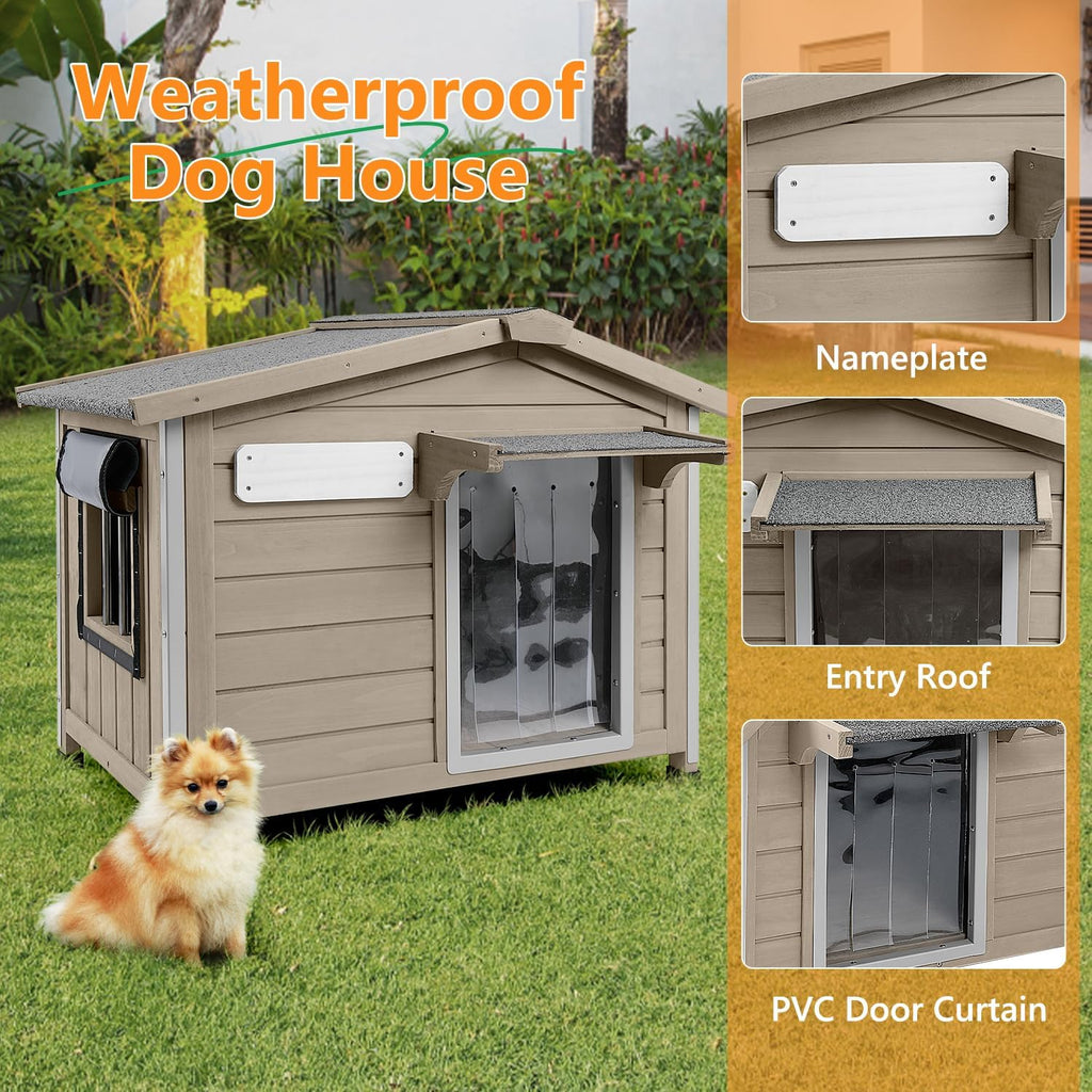 Dog House Outdoor with Openable Roof for Small to Medium Dogs, Weatherproof