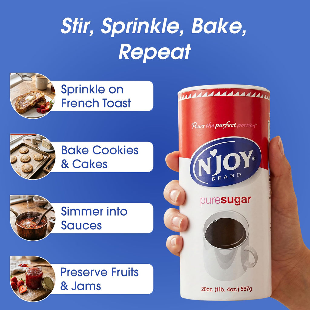 Pure Sugar, Pack of 6 Canisters with EZ-Open Pour Spout (20 oz each)