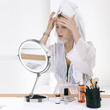Tabletop Makeup Mirror with Built-in Vanity Tray, 9" Rechargeable 4000mAh Lighted Vanity Mirror 1X/10X Magnification