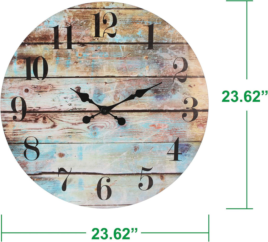 Stonebriar Vintage Farmhouse Wooden 23 Inch Round Battery Operated Hanging Wall Clock