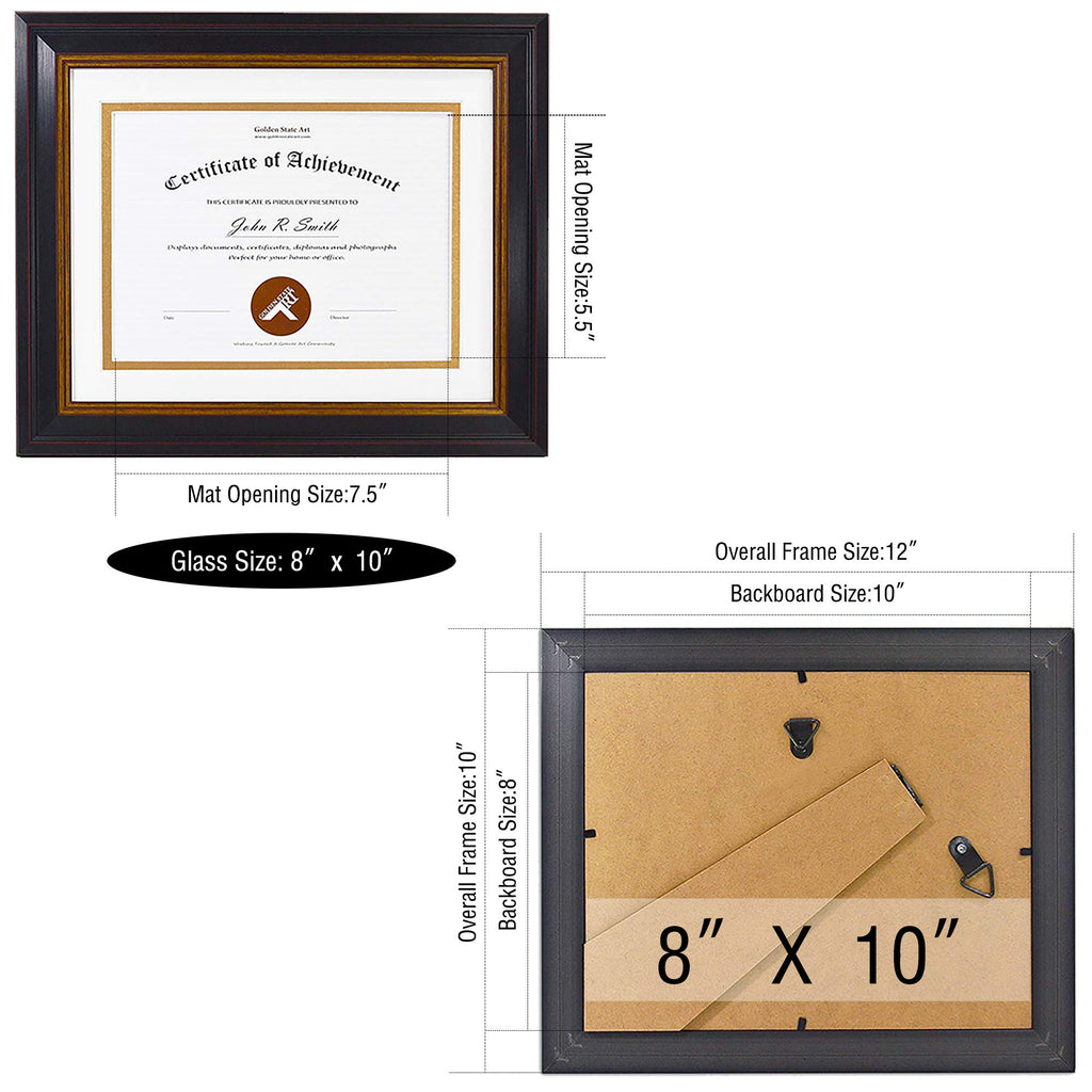 8x10 Frame White Over Gold Double Mat For 6x8 Diploma