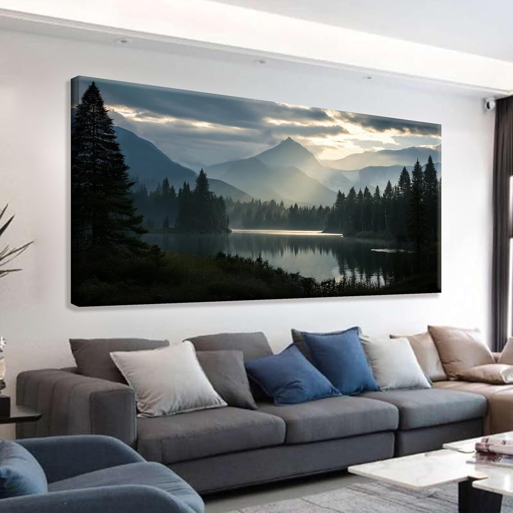 Canvas Art Wall Decor Wall Art Modern Office Wall Decorations Forest River Landscape Paintings Pictures Artwork