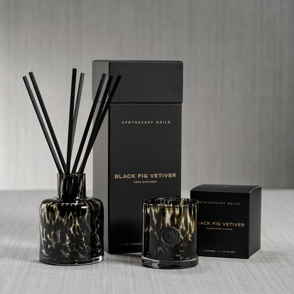 Apothecary Guild Opal Glass Reed Diffuser, 4 oz- Black Fig Vetiver - Set of 3