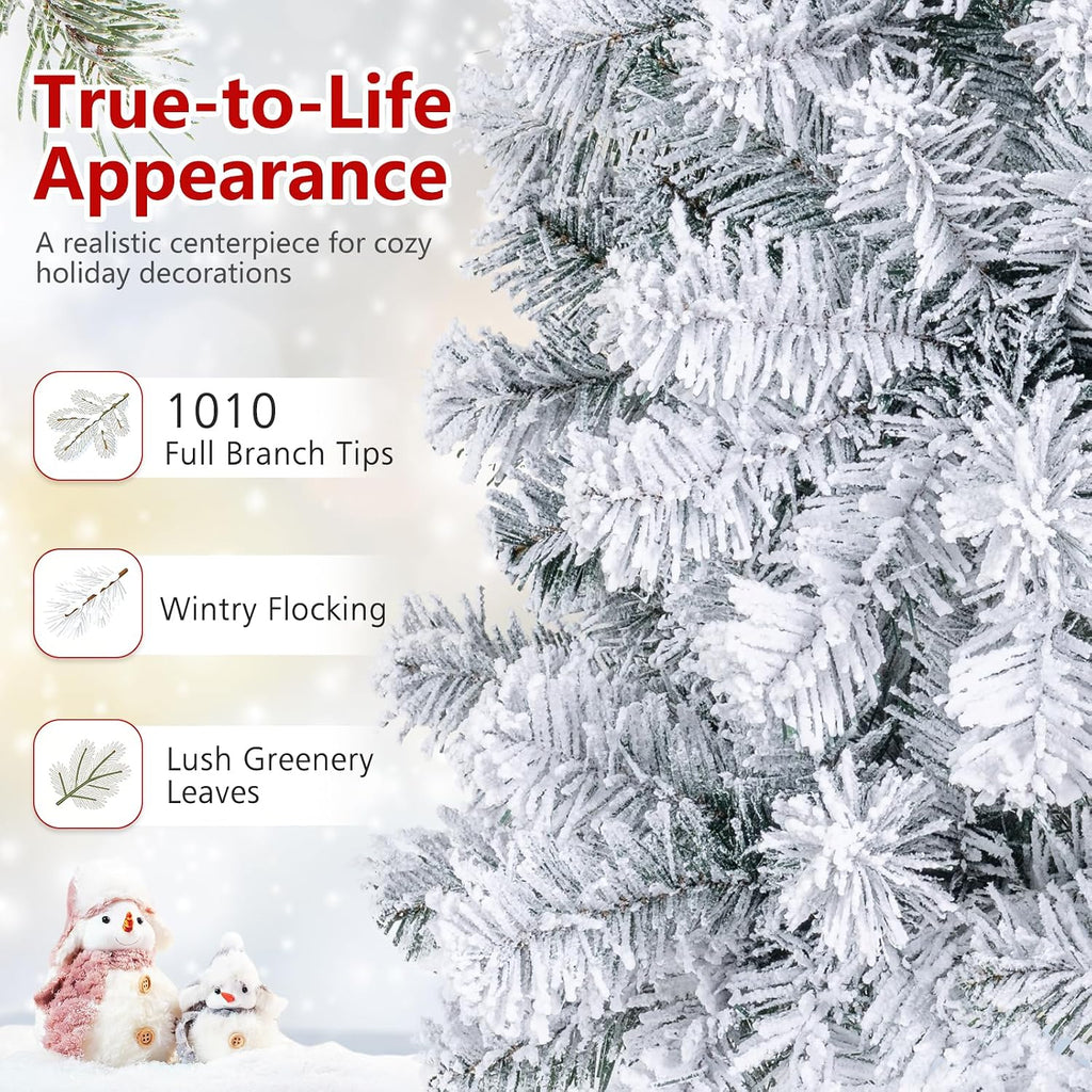 Pre-Lit Snow Flocked Christmas Tree with 450 Lights