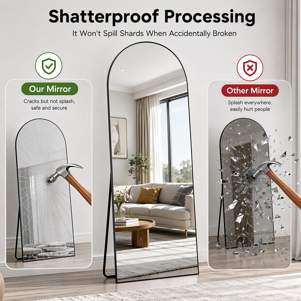 Full Length Mirror, 72"x44" Oversized Floor Standing Mirror