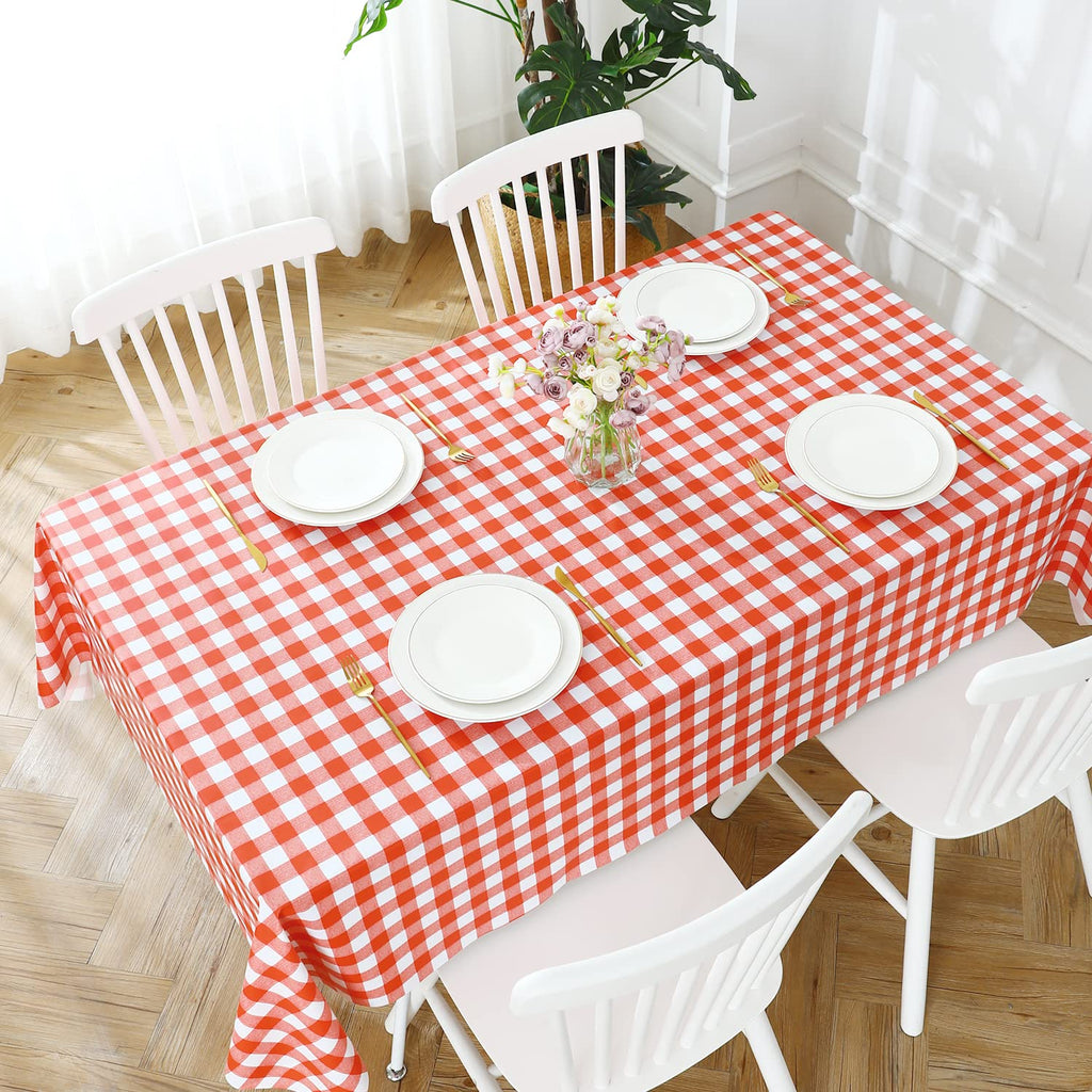 Gingham Vinyl Tablecloth, Rectangle 54 x 78, Red and White