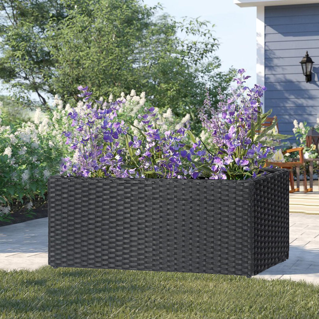 Large Rectangular Planter for Outdoor Rattan Block Box 36x12x16''