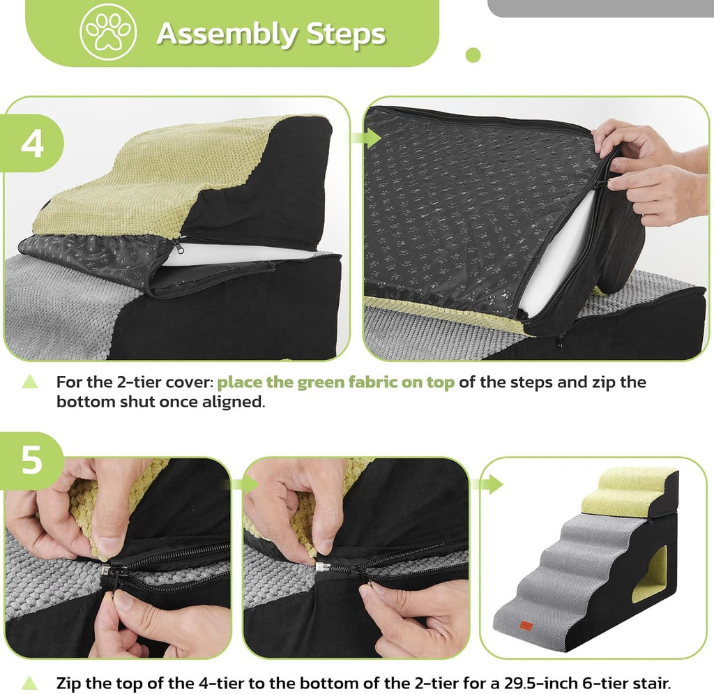 6 Steps 30 inches Height Dog Stairs for Bed for Small& Older Pets