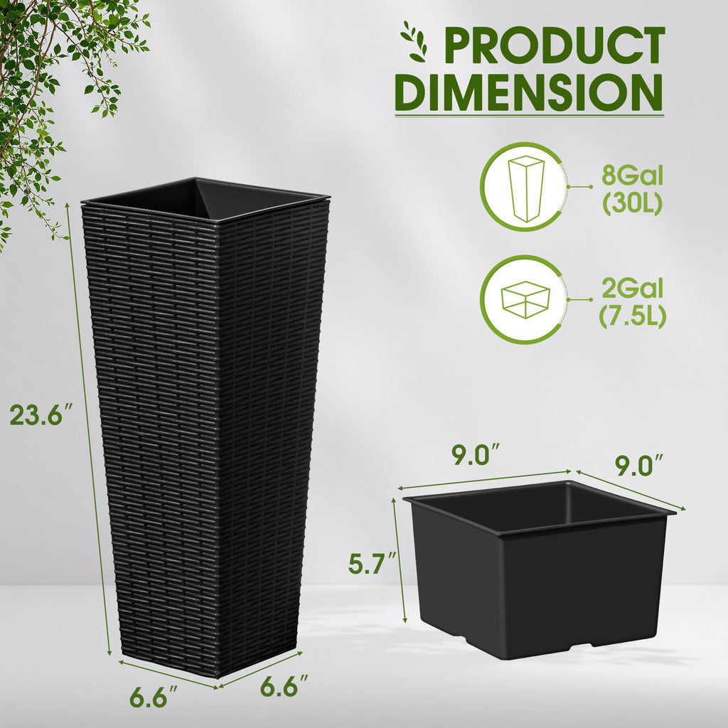 Resin 23.6'' Tall Planters, Large Taper Outdoor Planter