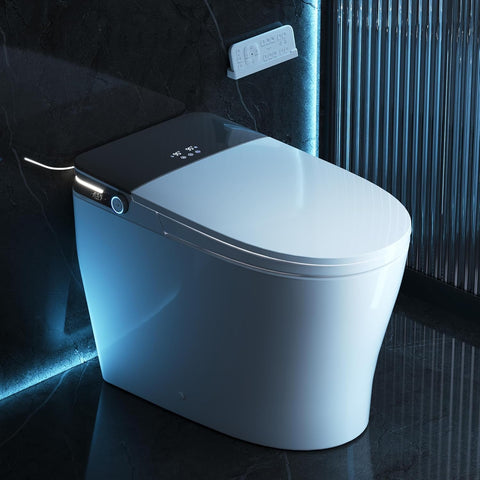 Smart Toilet with Built-In Bidet, Auto Open and Close, Customizable Wash, Pump-Assisted Flush, Foam System, Filter, Heated Seat, Deodorizer, Child Mode, ADA Comfort Height