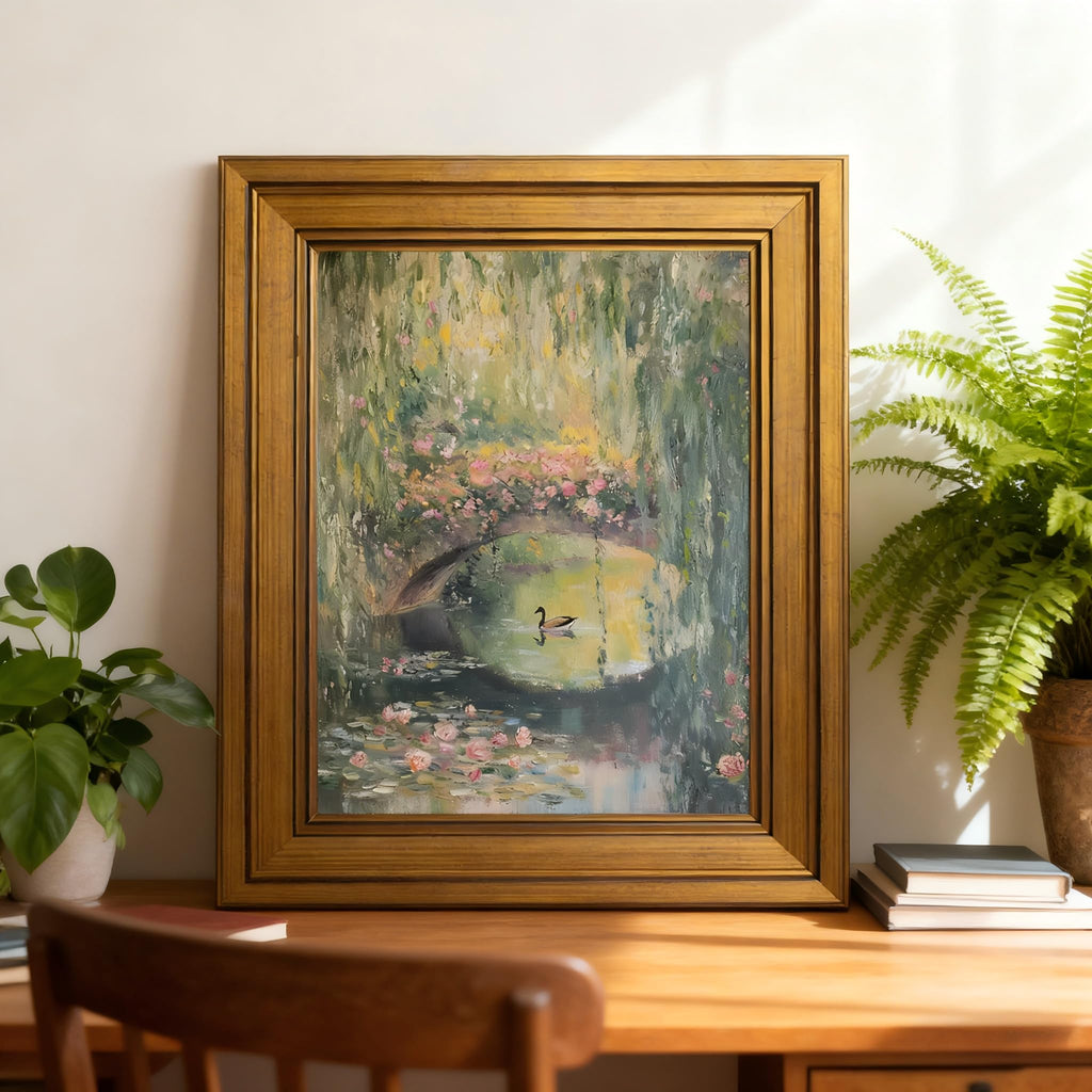 Gold Framed Wall Art Monet Floral Landscape Painting Picture Wall Decor Vintage Country Poster Print Artwork Living