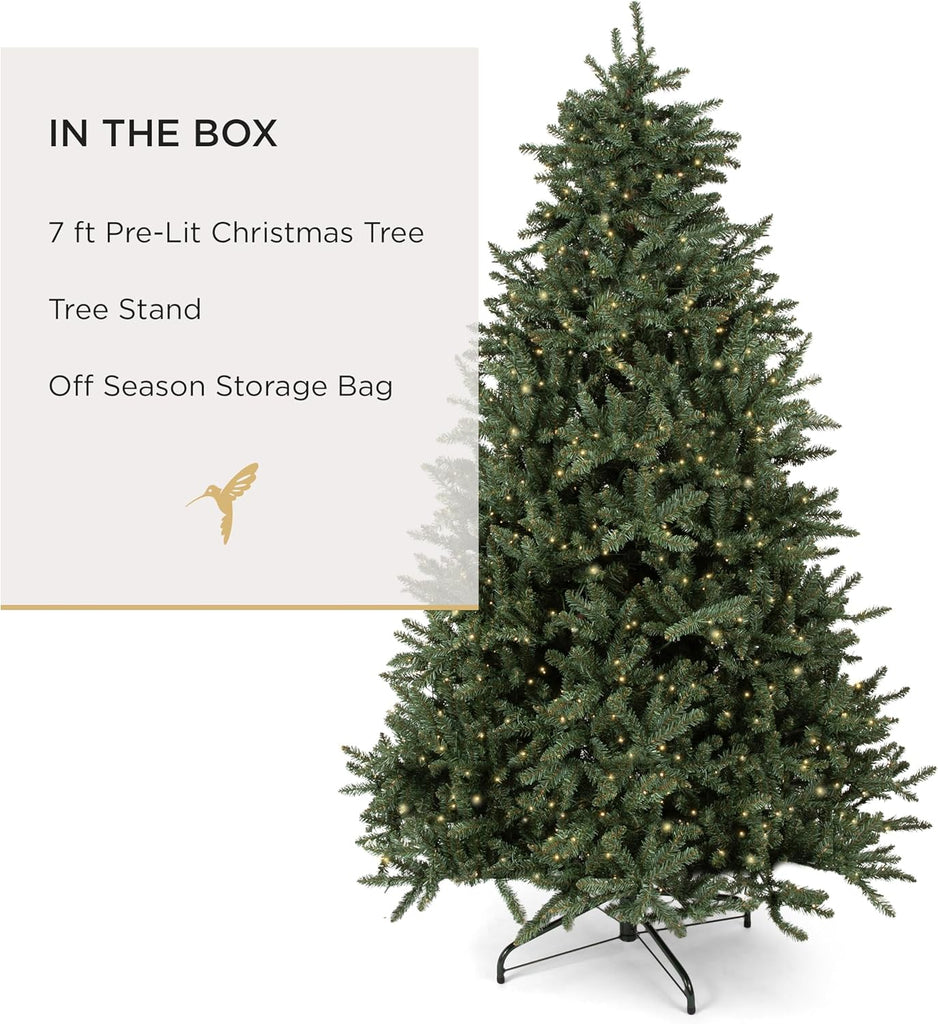7 ft Pre-Lit Blue Spruce Christmas Tree, Warm White Lights