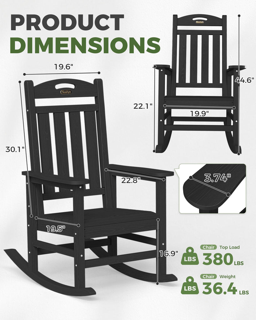 Outdoor Rocking Chairs Set of 2, Oversized Rocking Chair, All Weather