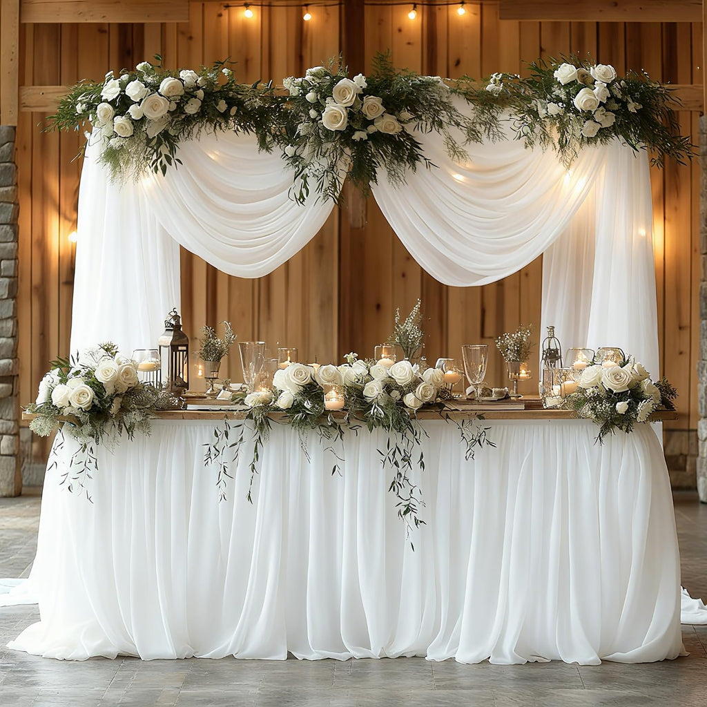 Wedding Arch Draping Fabric, 31.5" x 20FT Wrinkle-Free Sheer Chiffon Drapery for Ceremony Backdrop, Arbor, Pergola