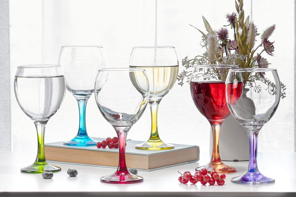 Orion Multi Colored Party Stemmed Wine Glasses, 12 oz, Set of 6