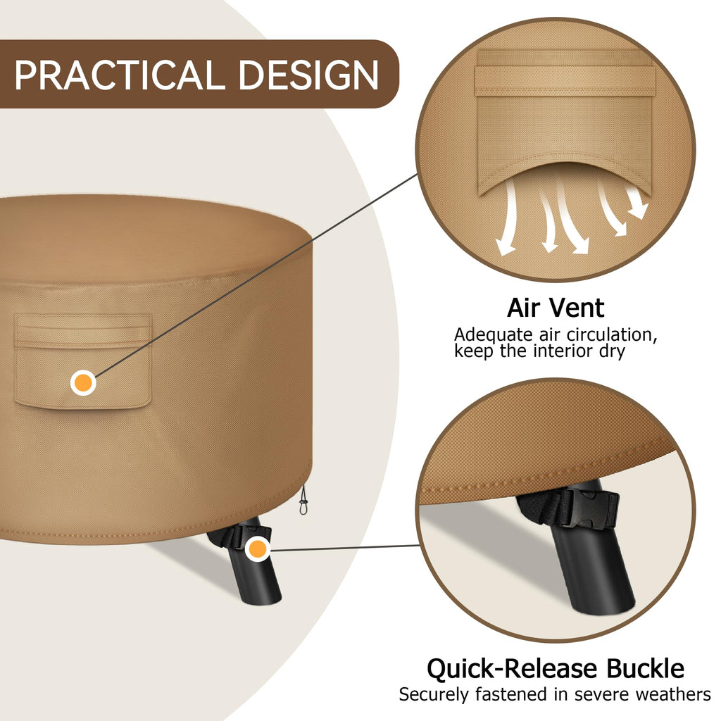 Round Fire Pit Cover, Waterproof 600D Heavy Duty Cover Fits Round Outdoor Fire Pit or Table 48"D x 22"H-Fade &