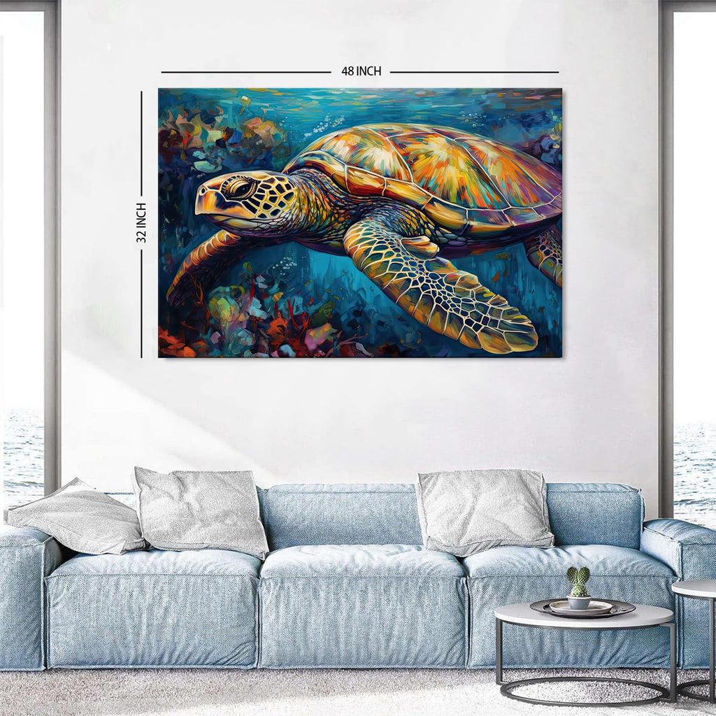 Large Sea Turtle Wall Art Nautical Beach Bathroom Wall Decor Rustic Underwater Marine Animal Canvas Prints Picture