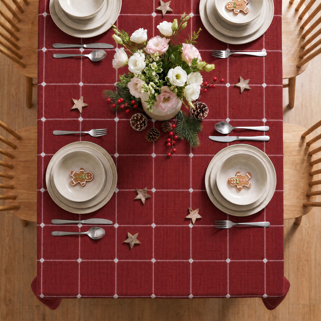 Christmas Plaid Tablecloth, Red, 60×84 Inch Rectangular