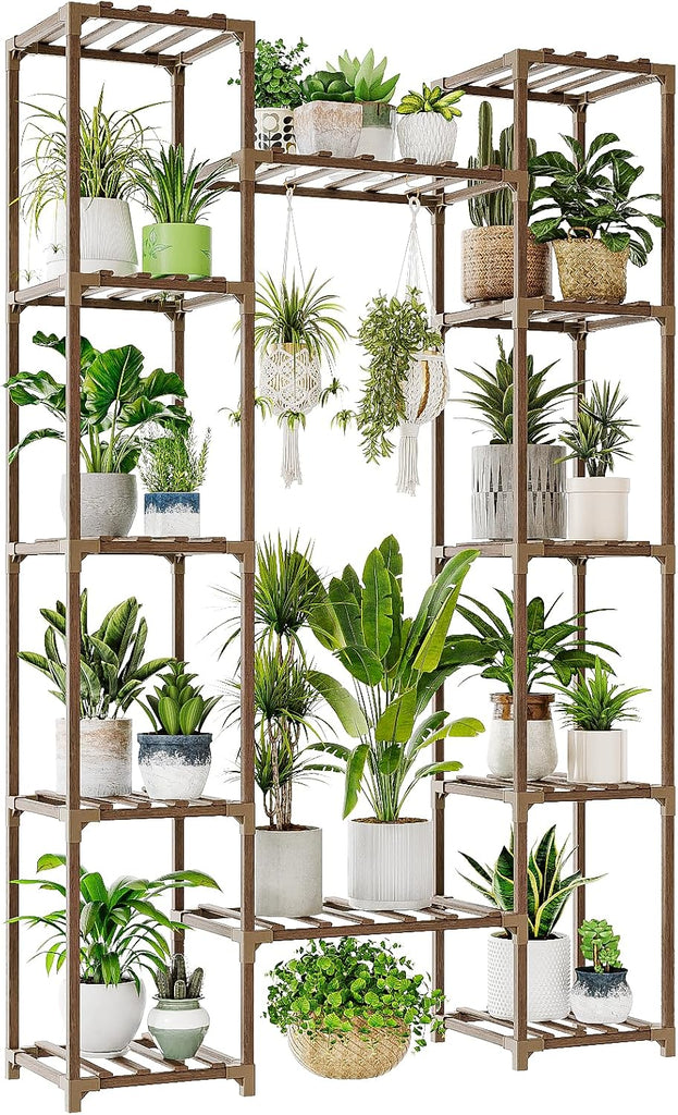 Plant Stand Indoor Outdoor 12 Tier Tall Large Wood Plant Shelf | Widened Multi Tier Flower Stands Garden Shelves