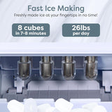 Portable Ice Maker with Scoop & Basket- Ice Maker with LED Control Panel & 1.5 Quart Water Tank-Ice Cube Maker