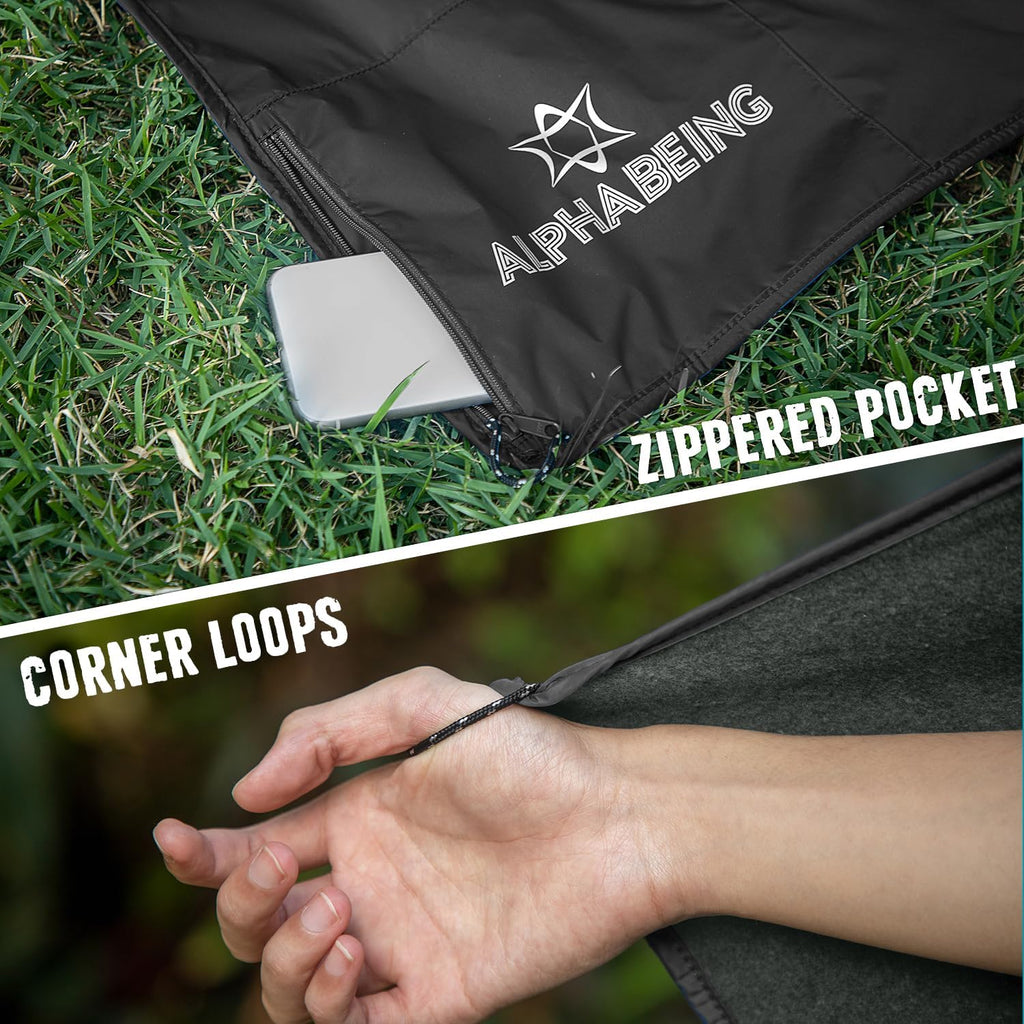 Waterproof Outdoor Blanket with Merino Wool, Extra Thick Warm