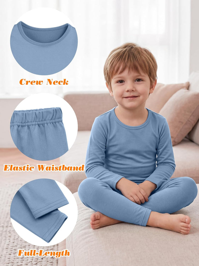 3 Set Fleece Lined Toddler Boys Thermal Underwear Set Long Johns Kids Warm Winter Base Layer Top Bottom