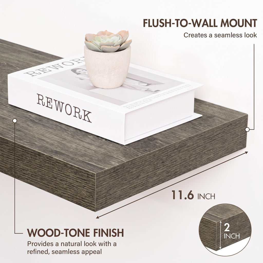 48 Inch Floating Shelves, 12" Deep Floating Shelf Wall Mounted, 48" Wall Shelves, Rustic Deep Bookshelf, Extra Deeper
