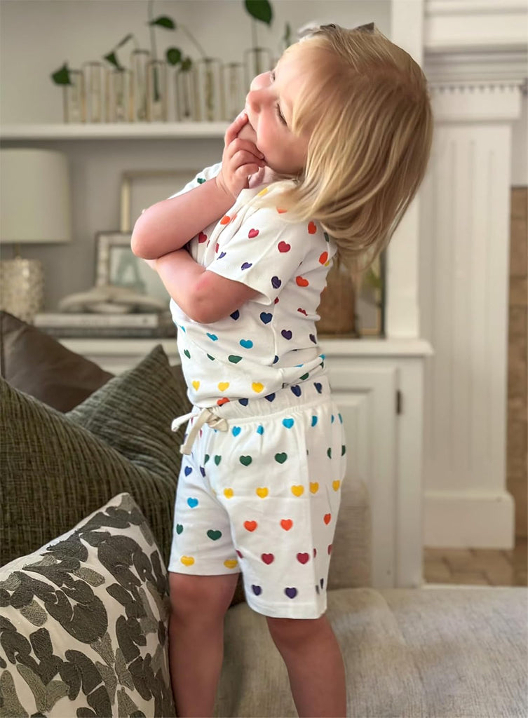 100% Organic Cotton Baby Short Sleeve Pajama Sets, Toddler Boy Girl Piece Sleepwear