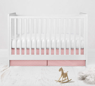 Mix N Match Pin Dots Crib/Toddler Bed Skirt Dust Ruffle (Coral)