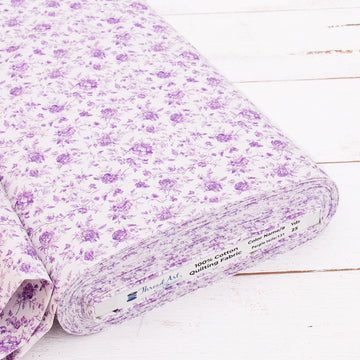 Vintage Purple Toile Cotton Quilting Fabric - 3 Yard Cut