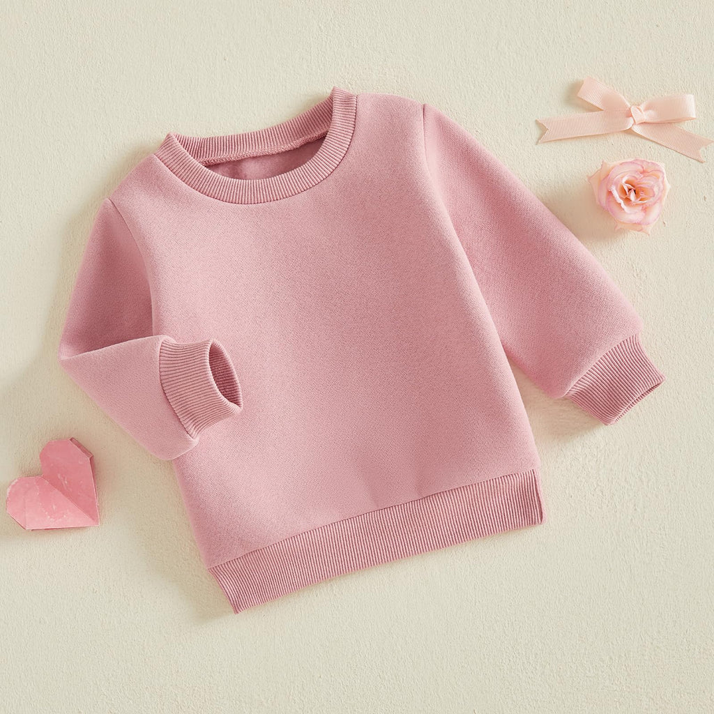 Toddler Baby Boy Clothes Girl Basic Plain Sweatshirt Long Sleeve Shirts Kids Fall Winter Sweat Shirt Tops