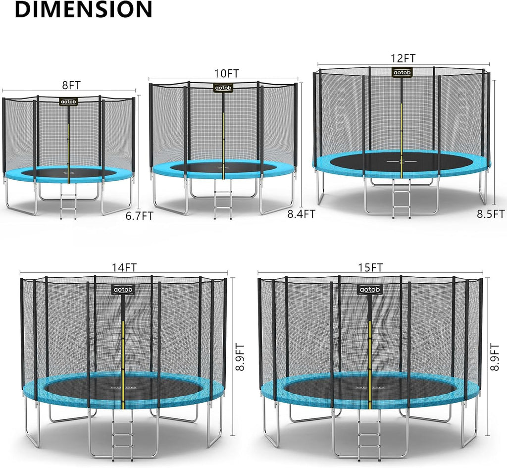 Trampoline with Net for Kids Outdoor 8 10 12 14 15FT ASTM 400LBS | Combo Bounce Jump for Kids and Adults Backyard