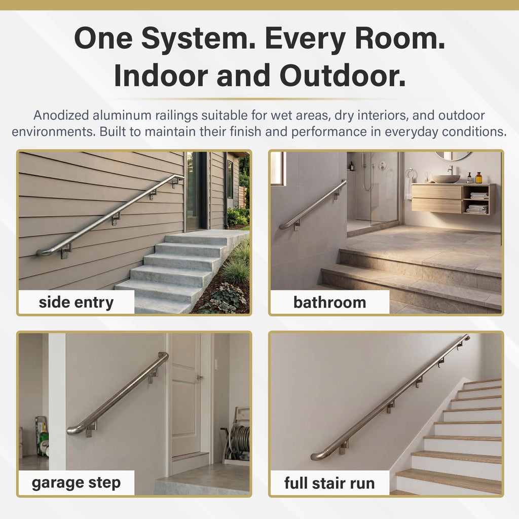 ADA Handrail Kit, 4 ft Stair Handrail, Champagne