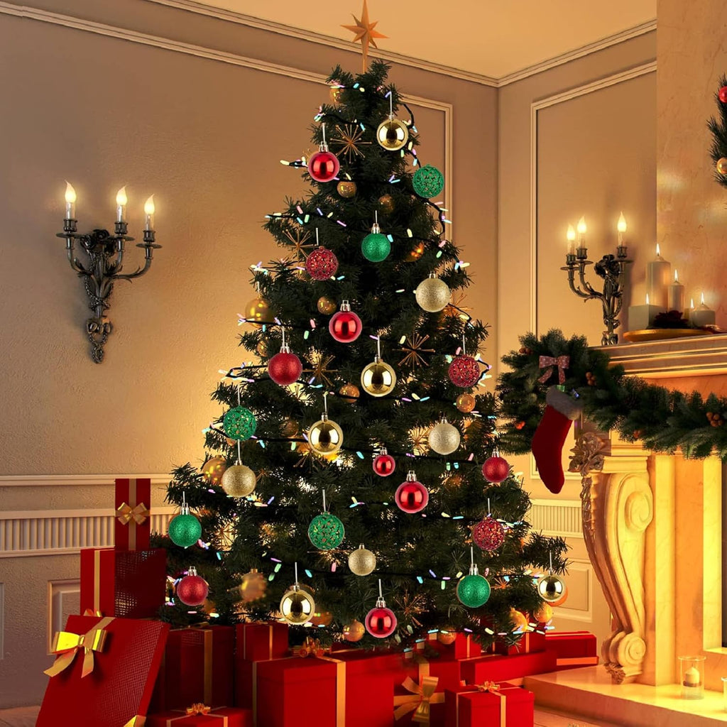 100pcs Christmas Ball Ornaments, Shatterproof Christmas Ornaments Set with Hand-held Gift Package for Xmas Tree Red