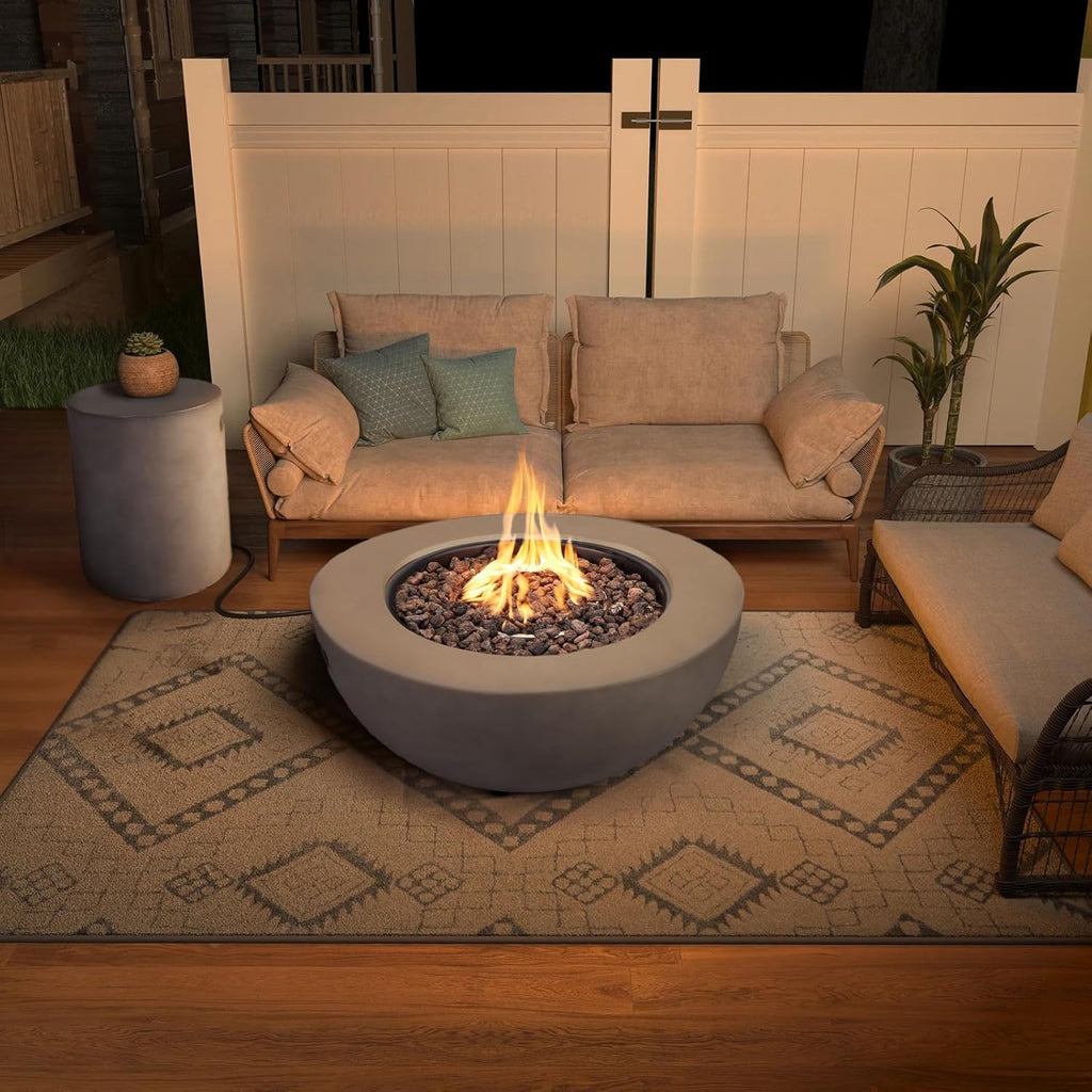 2-Piece Outdoor Propane Fire Pit Table Set w/Tank Cover Table