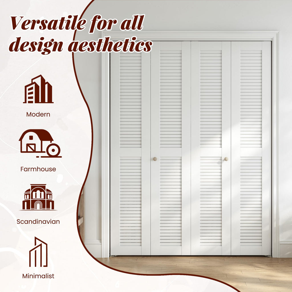 72" x 80" Louvered Bifold Closet Door, MDF, White