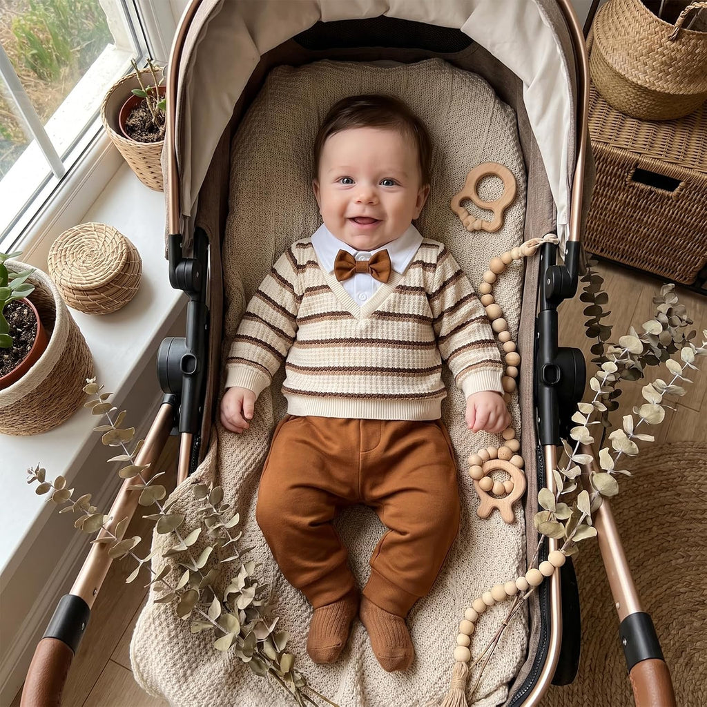 Toddler Baby Boy Outfit Collared Sweatshirt Pants Set Fall Clothes
