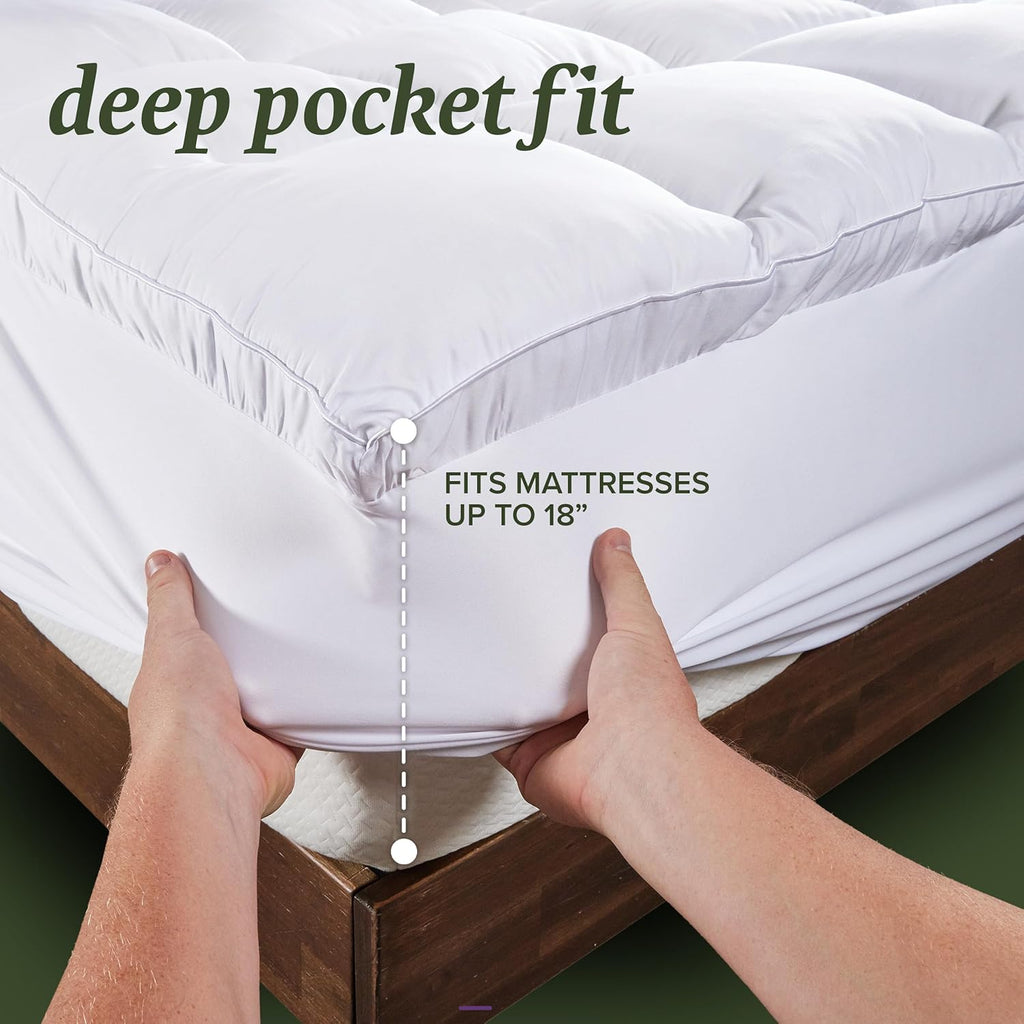 Queen Size Mattress Pad (Extra Padded) & Protector Hybrid - Quilted Pillow Top Mattress Cover - Thick, Plush, Fitted