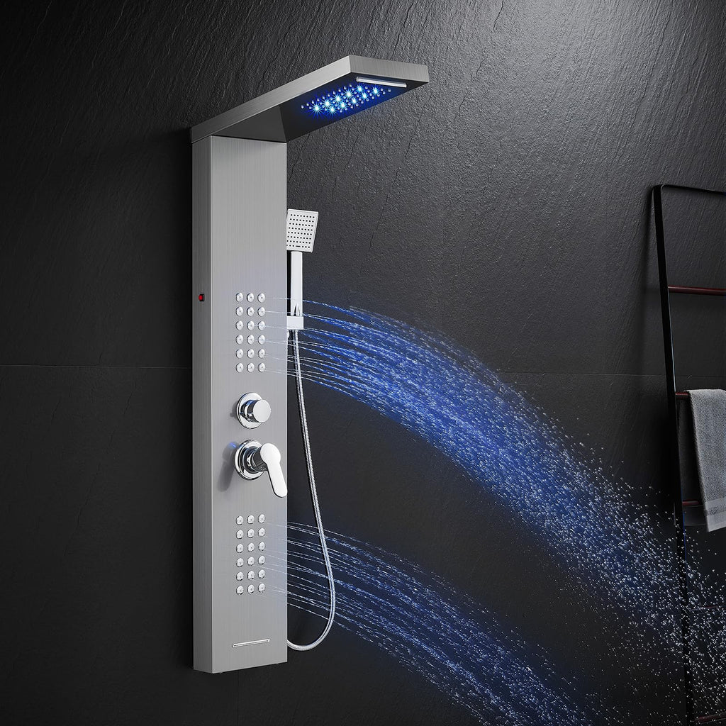 Rainfall LED Shower Panel - 5 in 1 Full Body Shower Tower System