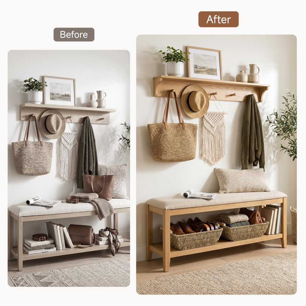 Wicker Baskets for Shelves, Seagrass Storage Baskets, 2 Pack