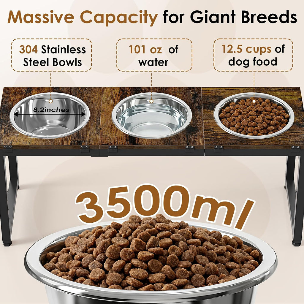 5-Height Adjustment 15"-20.5", Raised Dog Bowl Stand for Large Dogs