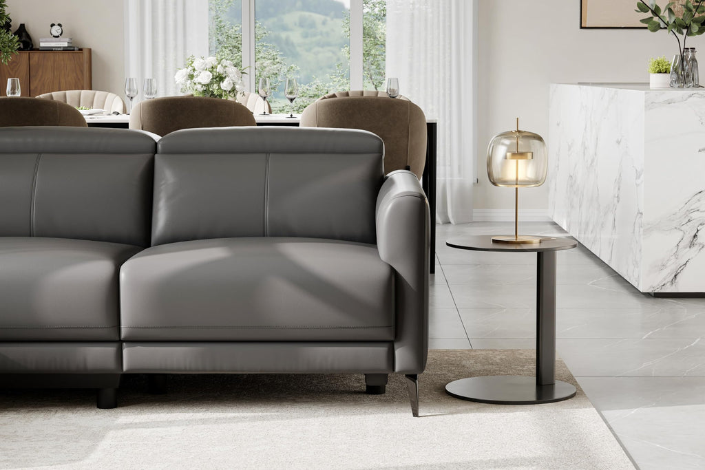 Andria 99.5" Reclining Leather Sectional Sofa, Reclining Couch with Left Hand Chaise | Italian Nappa 11000 Top Grain