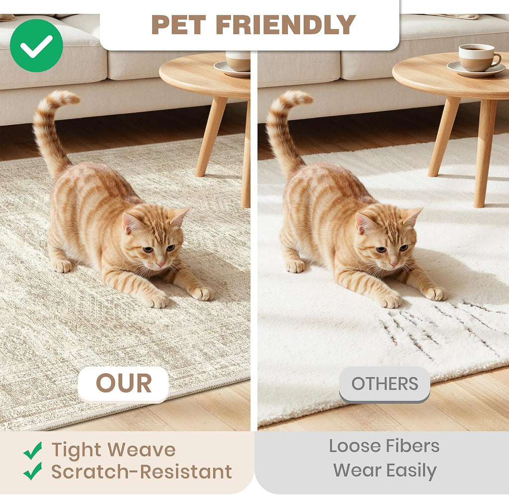 Kitchen Rugs Sets of 2, 2x3 2x4 Rug Runner,Beige | 2 Piece Washable Rug ,Thin,Soft Runner Rug,Stain Resistant Indoor