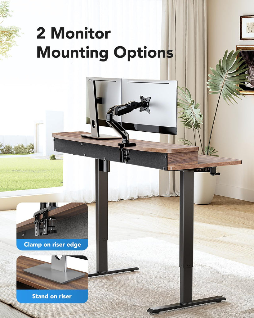 48′′ x 24′′ Electric Standing Desk with 2 Drawers, C-Clamp Mount Compatible, Height Adjustable Computer Desk, Home