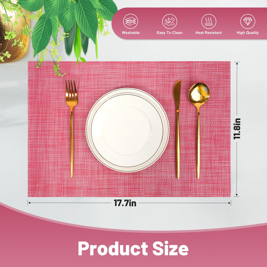 Placemats Set of 12,Christmas Decoration Non-Slip PVC Weave Table Mats Easy to Clean,Heat Resistant Place Mats Dining