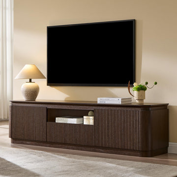 70" Fluted TV Stand for TVs up to 80", Antique Cacao Walnut